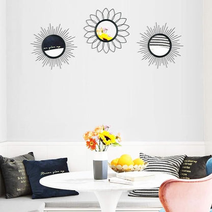 3 Pack Metal Mirrors for Wall Sunburst Wall Mirrors Home Décor Decorative - Image 2