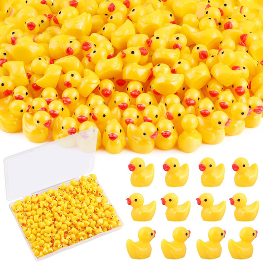 120PCS Mini Resin Animals Cute Yellow Tiny Ducks,Miniature Duck Figures to Hide,Little Animal Toys Small Figurines Bulk for Topper Desk Garden Dollhouse Landscape Aquarium Ornaments DIY Crafts & Decor