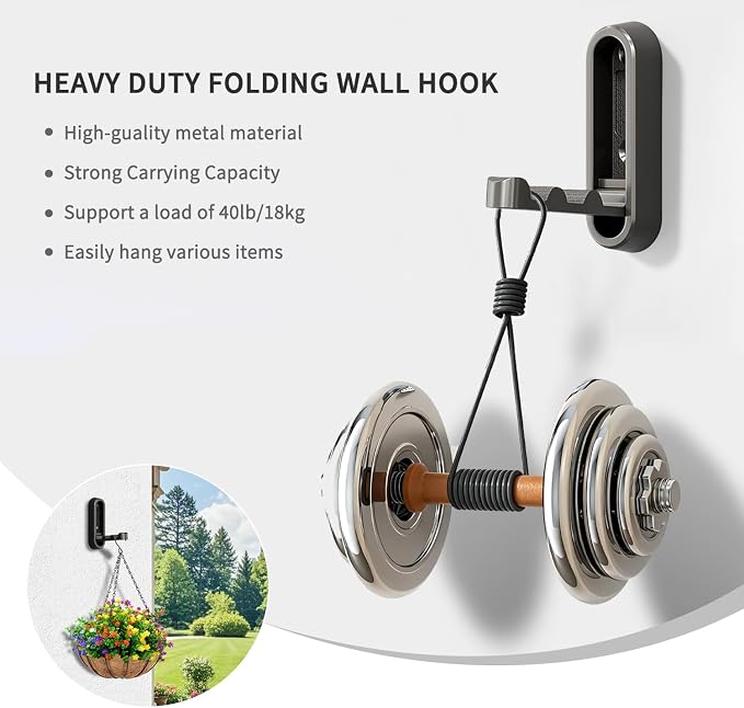 4PCS Foldable Wall Hooks, Flip Down Design - Image 3