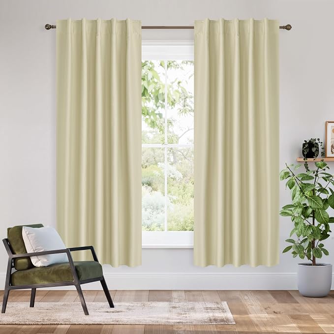 RYB HOME Bedroom Blackout Curtains 63 inches Long, 100% Blackout Thermal by RYBHOME
