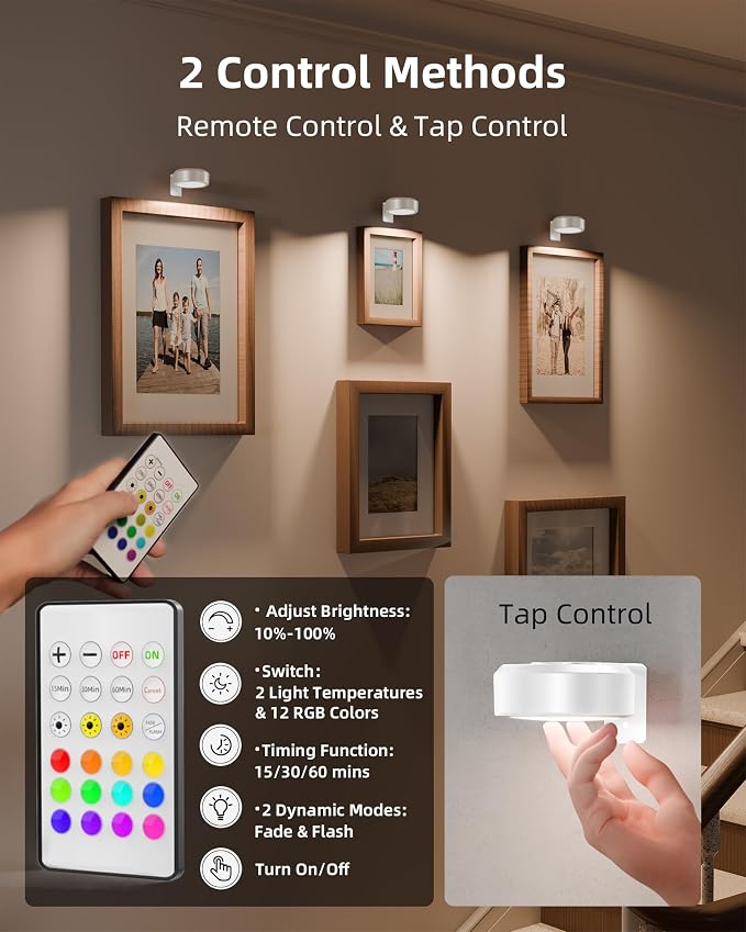 EZVALO Picture Lights for Wall, 2000mAh Rechargeable Battery Magnetic Poster - Image 5