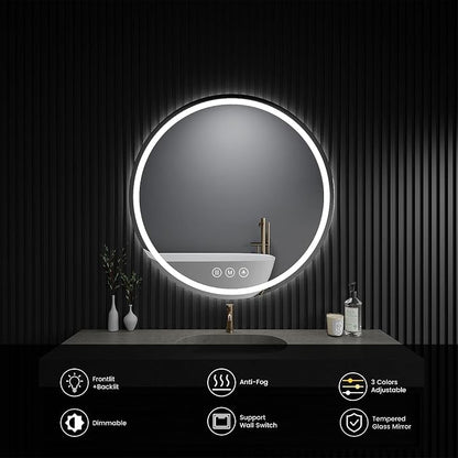 LED Bathroom Mirror 24 Inch Round Bathroom Mirror - Image 7