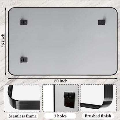 60x36 Inch Bathroom Mirror for Wall, Matte Black Metal Framed Bathroom Vanity - Image 6