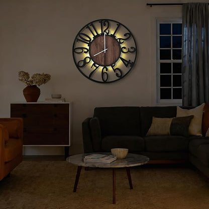 30'' Large Wall Clock with Adjustable Night Light, Glow in The Dark Decorative - Image 4