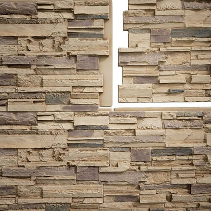 EverStone Cascade Faux Stone Panel, 48 5/8"W x 24 3/4"H x 1 1/4"D, Adobe Color - Image 9