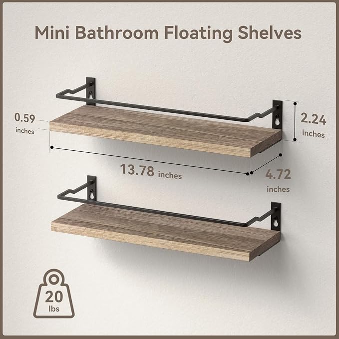 RICHER HOUSE Bathroom Shelves, Guard-Rail Floating Shelves - Image 3