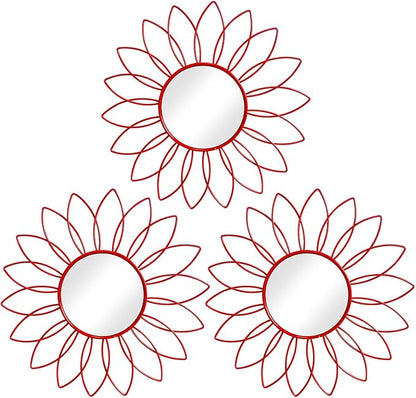 3 Pack Metal Mirrors for Wall Sunburst Wall Mirrors Home Décor Decorative by Uaussi
