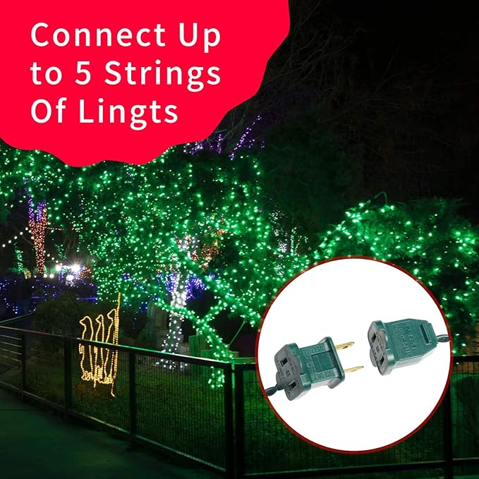 Ultra-Bright Connects End to End Green Christmas Mini Lights 100L 19.6Ft UL Listed Incandescent Bulb String Light Set for Indoor Outdoor Holiday Garden Party Christmas Tree Garland Decor