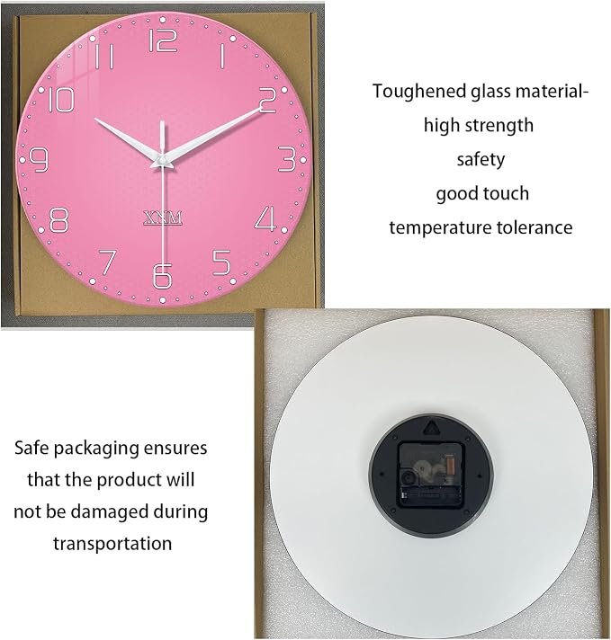 XNM Decorative Wall Clocks for Living Room Girls Pink Large Wall Clocks Battery - Image 6