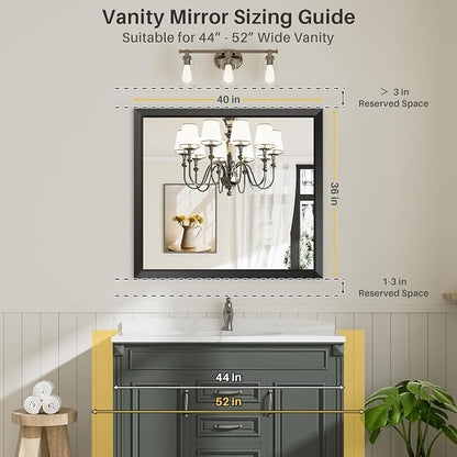 Briivue 40x36 Inch Black Bathroom Mirror - Image 2