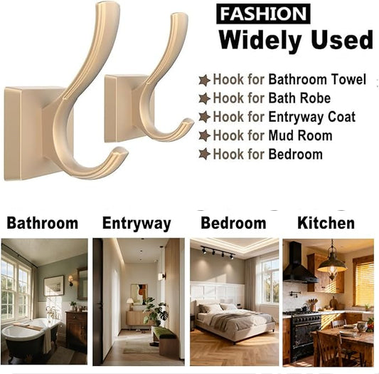 TOFIIGREM Gold Hooks for Wall, Heavy Duty Thick Aluminum Alloy Entry Coat Hooks - Image 2