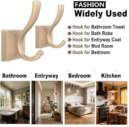 TOFIIGREM Gold Hooks for Wall Double Hooks, Heavy Duty Thick Bathroom Coat - Image 2
