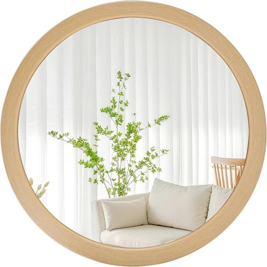 CULER Round Mirrors 36 Inch, Natural Vanity Wall Rustic Natural Mirror by Culer
