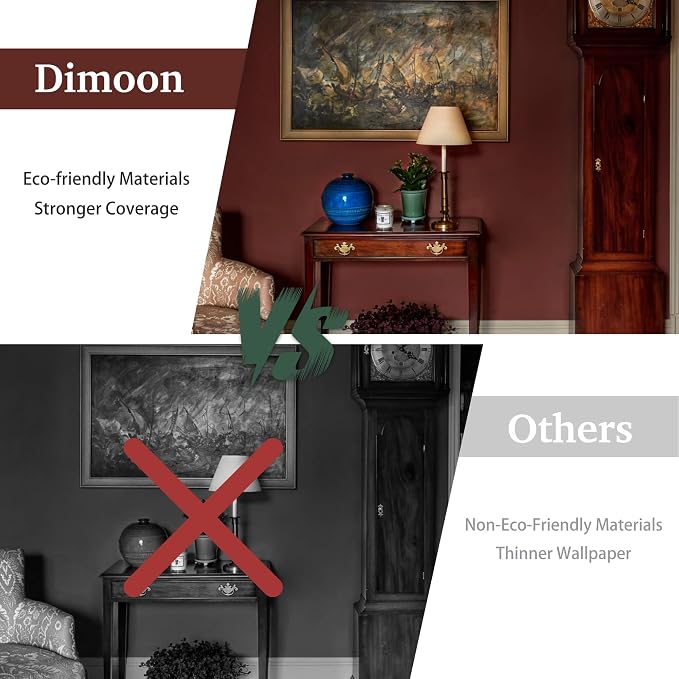 Dimoon 118"x17.7" Peel and Stick Wallpaper Dark Red Contact Paper - Image 8