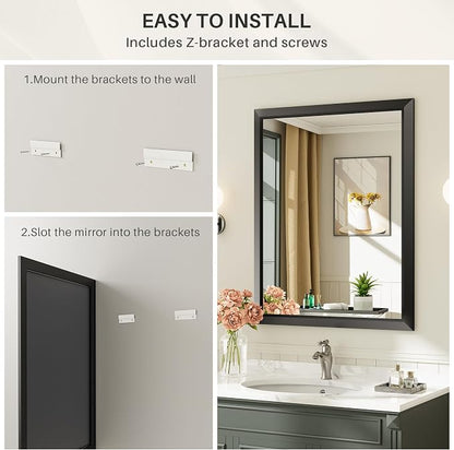 Briivue 40x30 Inch Black Bathroom Mirror - Image 8