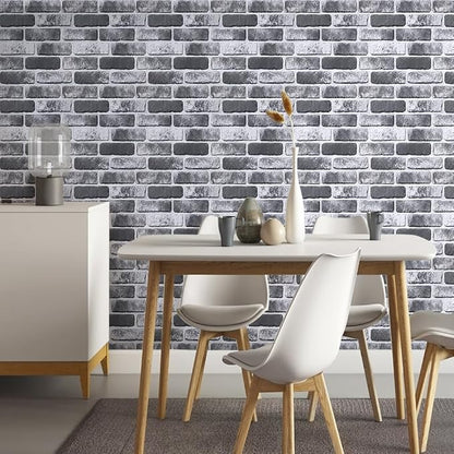 COMSTICKC 3D Gray Brick Wall Panels, Peel and Stick Brick Tiles, Small Size - Image 6