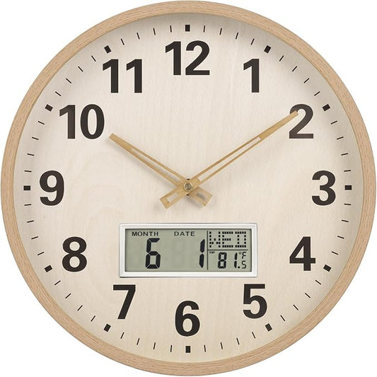 zyzamay 12 Inch Modern Light Brown Wood Grain Indoor/Oudoor Wall Clock - Image 2