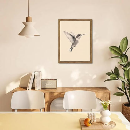 Vintage Framed Wall Art, Birds Canvas Prints, Hummingbird Sketch Painting - Image 8