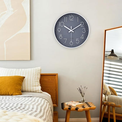 jomparis 10 Inch Gray Wall Clock Battery Operated Silent & Non-Ticking Wall - Image 4