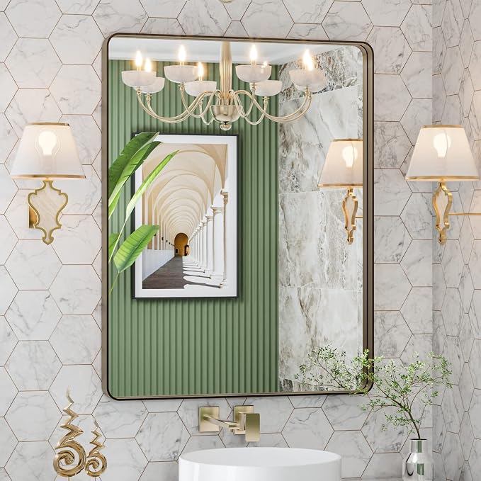 LOAAO 28”X36” Bronze Bathroom Mirrors by LOAAO