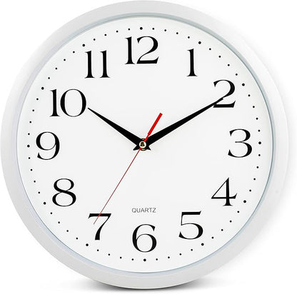 Bernhard Products White Wall Clock Silent Non Ticking, 12 Inch Quality Quartz by BernhardProducts