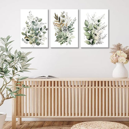Bwodke Botanical Wall Art Plant Floral Watercolor Canvas Prints Set of 3 Framed - Image 7