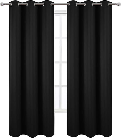 LEMOMO Black Blackout Curtains 34 x 84 Inch Length/Set of 2 Curtain - Image 2