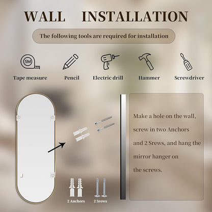 Oval Full Length Mirror, Ultra-Clear Explosion-Proof, Simple and Classic Deco - Image 9