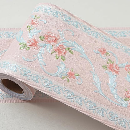 AbaBoorty Pink Flower Pattern Wallpaper Trim by AbaBoorty