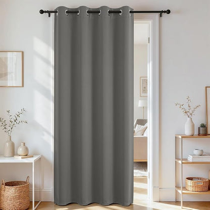 Joydeco Blackout Door Curtain for Doorway Privacy 72 Inches Long, Grommet by JOYDECO