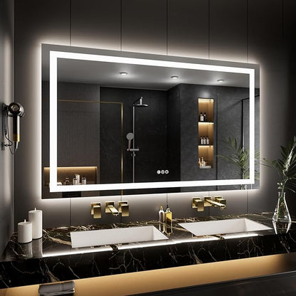 LOAAO 80"X40" LED Mirror for Bathroom, Lighted Bathroom Mirror by LOAAO