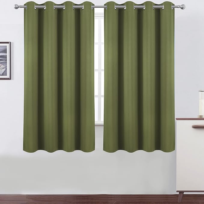 LEMOMO Olive Green Blackout Curtains 52 x 63 Inch Length/Set of 2 Curtain by Lemomo