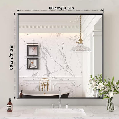 LOAAO Black Bathroom Mirror 32"X32" - Image 8