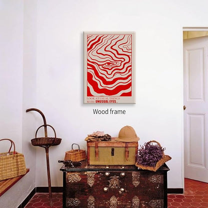 Medpol Retro Red Abstract Eye Canvas Print Wall Art 16x24 inch Framed Vintage - Image 5