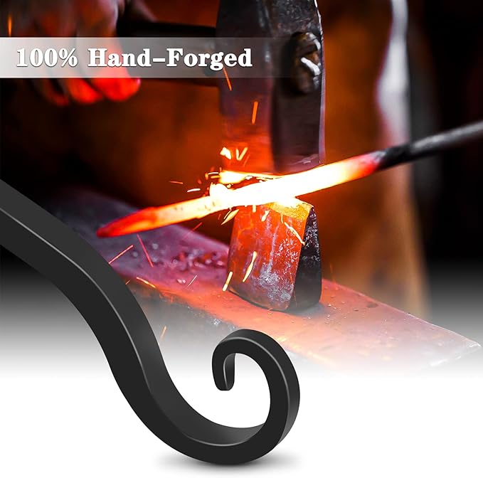 Gtongoko 2 Pack 10 Inch Plant Hangers Outdoor Metal Hanging Plant Bracket Bird Feeder Wall Hooks for Hanging Flower Basket, Wind Chimes, Solar Lanterns, Black