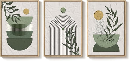 Framed Sage Green Boho Wall Art Bedroom, 3 Piece Bohemian Botanical Paintings - Image 8