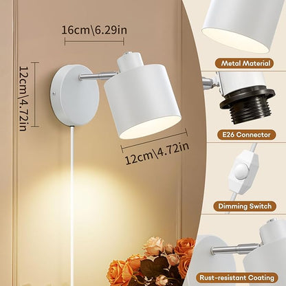 Lightess Plug in Sconce Set of Two, 350° Adjustable Dimmable Wall Light - Image 8