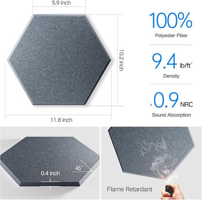 16 Pack Self-Adhesive Acoustic Panels 12" X 10" X 0.4" - Image 3