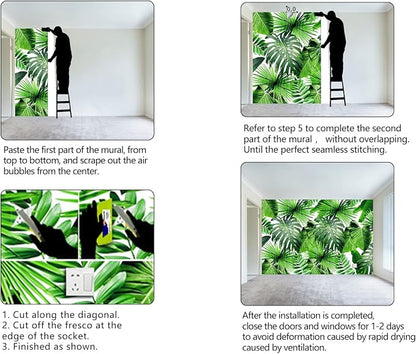 Tropical Green Botanical Leaf Wallpaper Bedroom Plant Mural Room Decor Living - Image 6