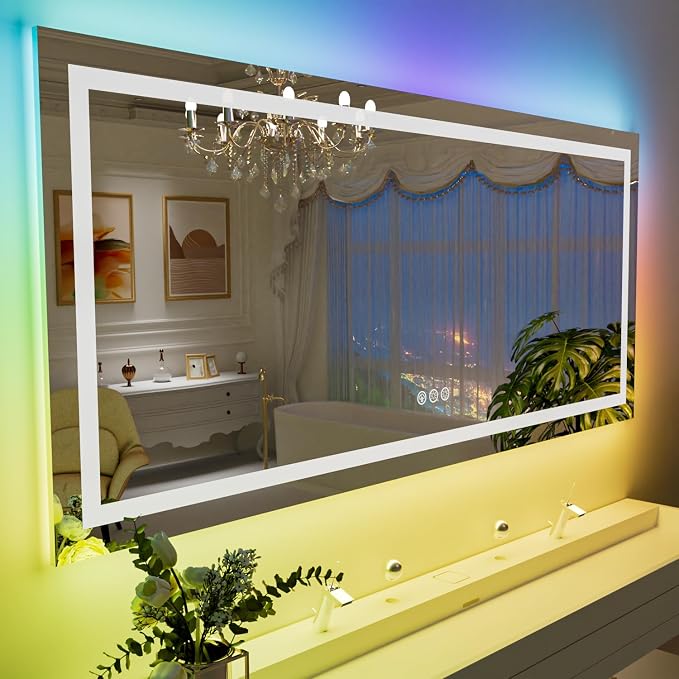 LOAAO 55”X36“ RGB LED Bathroom Mirror by LOAAO