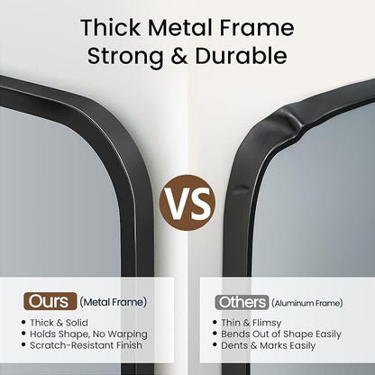 2-Pack 22x30 Inch Matte Black Bathroom Vanity Mirrors | Flush Mount Deep Set - Image 6