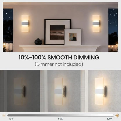 Modern LED Wall Sconces Set of Two, 12 Inch Indoor Dimmable Brushed Nickel Wall - Image 4