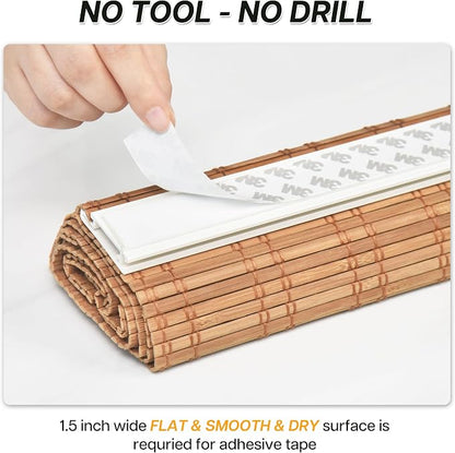 LazBlinds No Tools No Drill Bamboo Roller Shades, Cordless Bamboo Blinds - Image 2