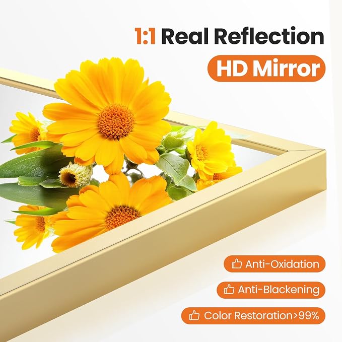 Sweetcrispy 26.5"x38" Arched Gold Bathroom Vanity Mirror - Image 3
