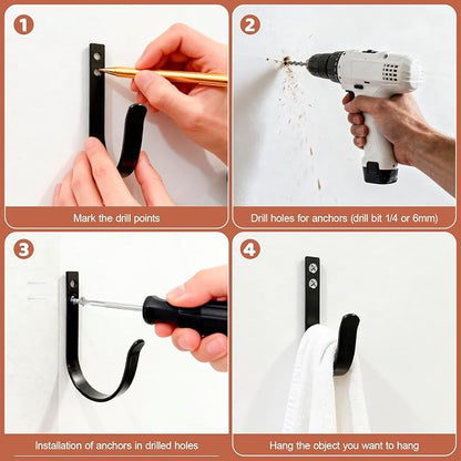 Wall Hooks for Hanging, Large Coat Hooks Wall Mount, Heavy Duty Screw in Metal - Image 8
