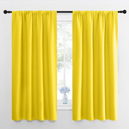 NICETOWN Bright Yellow Blackout Curtains 63 inches Long by NICETOWN