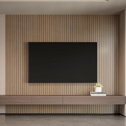 YLL YLL PVC Slat Wall Panel Peel and Stick 236"x 15.7" Faux Oak Grain Wood Slat - Image 4
