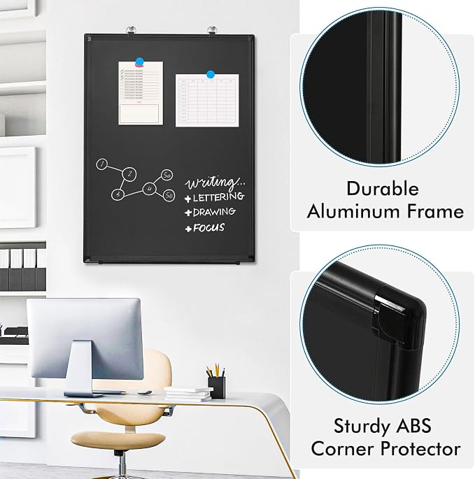 Magnetic Chalk Board, 24“x18” Black Chalkboard Double-Sided Dry Erase Board - Image 4