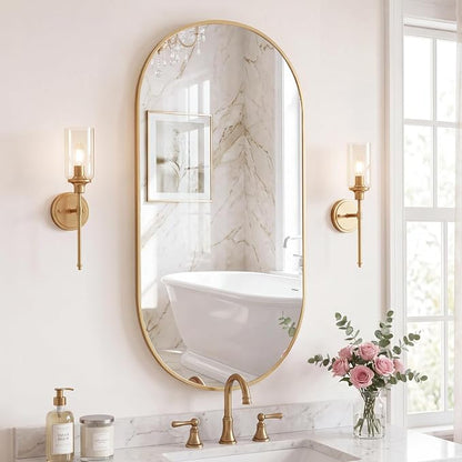 DUMOS 24" x 48" Oval Bathroom Mirror, Tempered Glass, Morden Vanity Mirror - Image 2