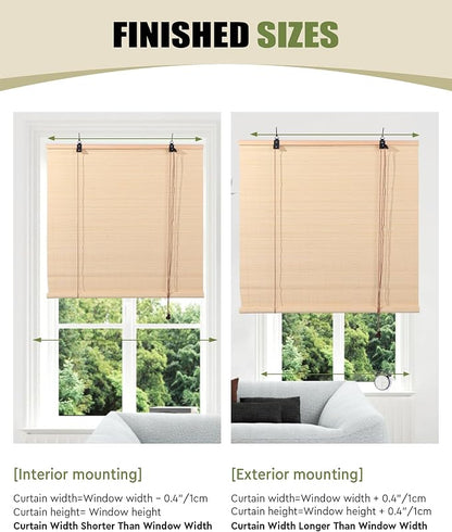 FoundGo Retro Bamboo Blinds 35" W x 72" H Bamboo Roman Shades Light Filtering - Image 4